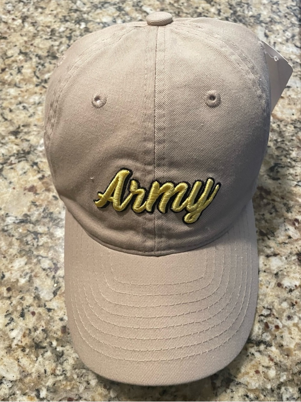 Taupe Baseball Cap with Gold 'Army' Script